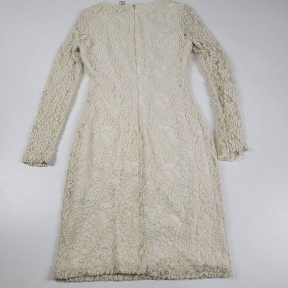 Belle Bagley Mischka Dress Lace Long Sleeve Ivory Formal Zip Up - Picture 10 of 13